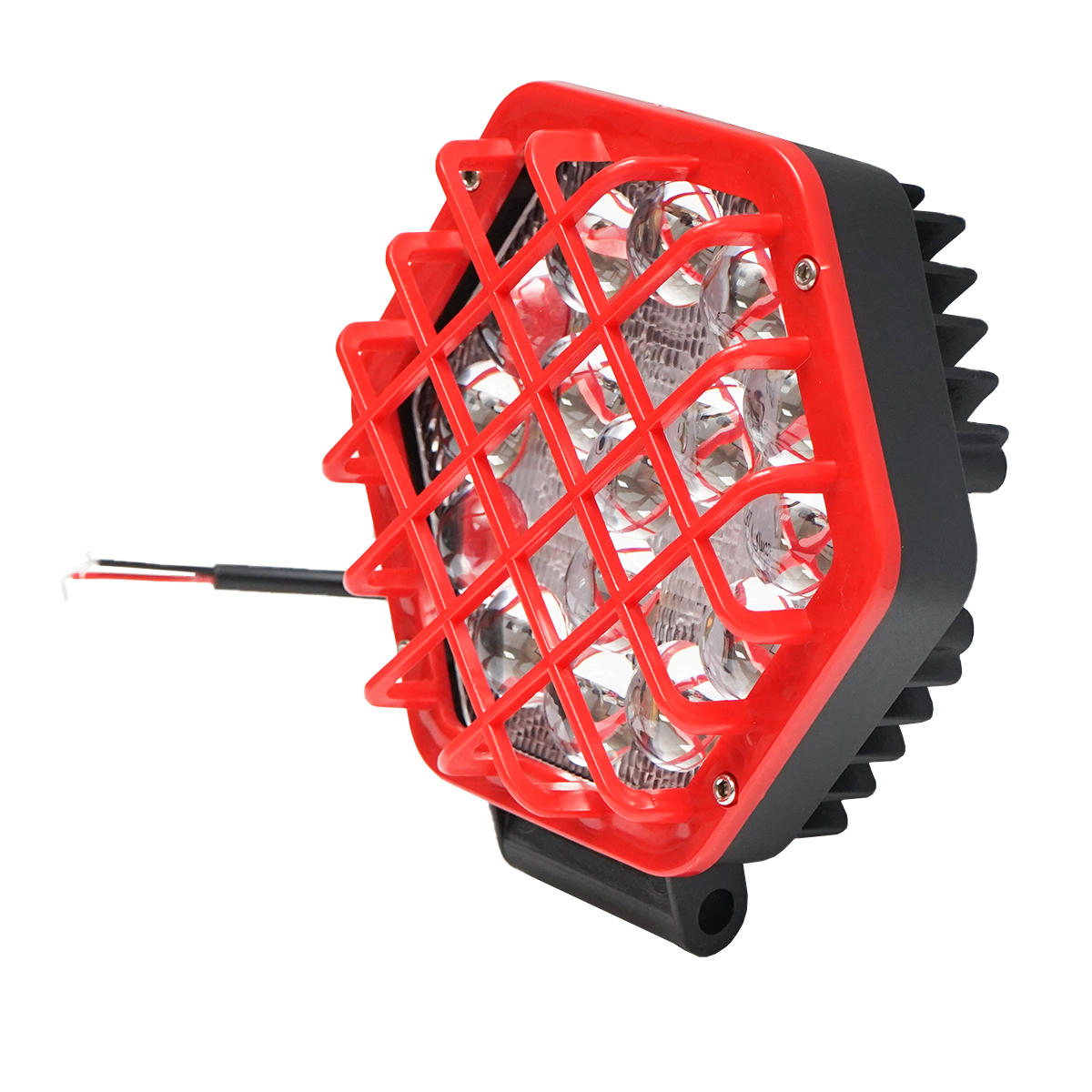 Lampa proiector cu grilaj plastic rosu tip spot, 16 leduri, DC 10-80V 48W unghi de radiere 30 grade Breckner Germany - imagine 2