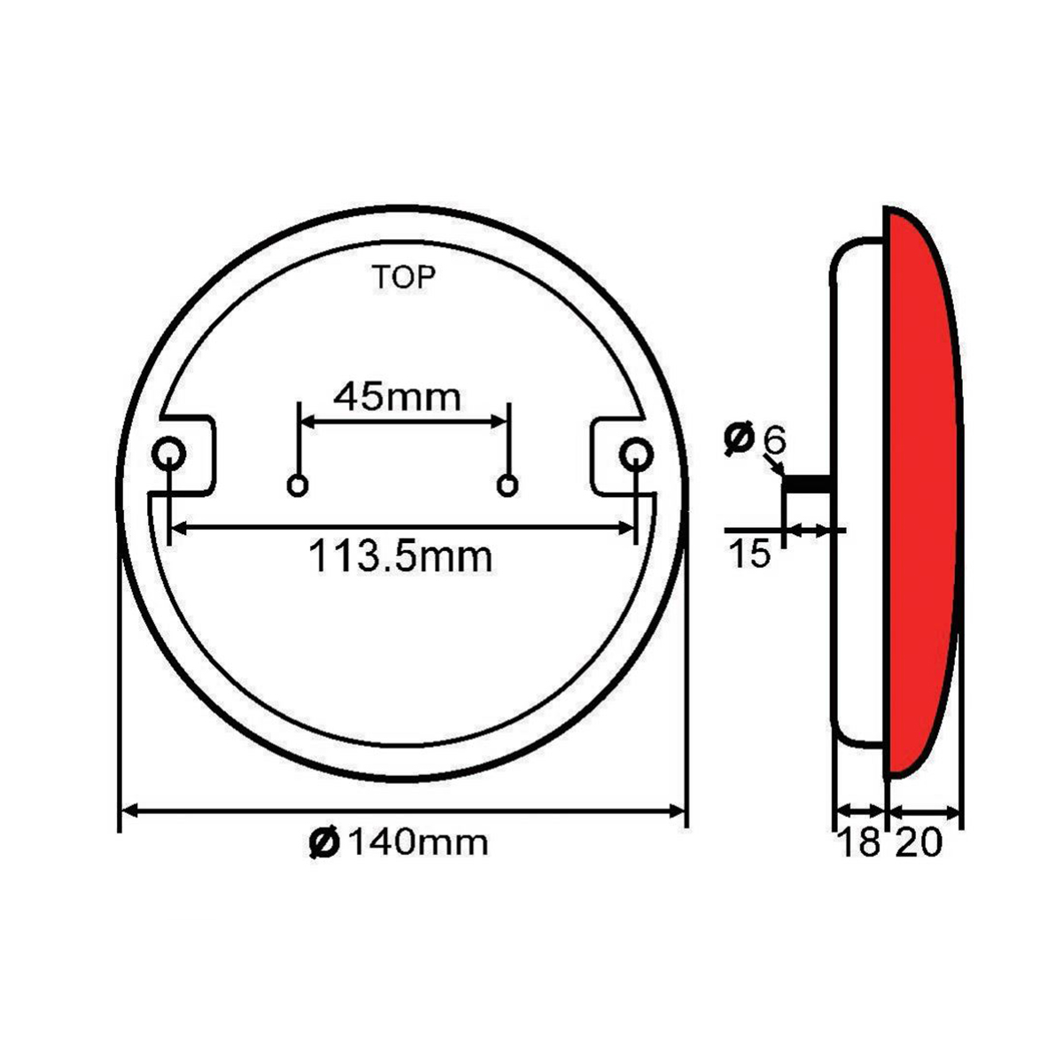 Lampa ceata LED rosie cu semnalizare fi 140mm - imagine 5