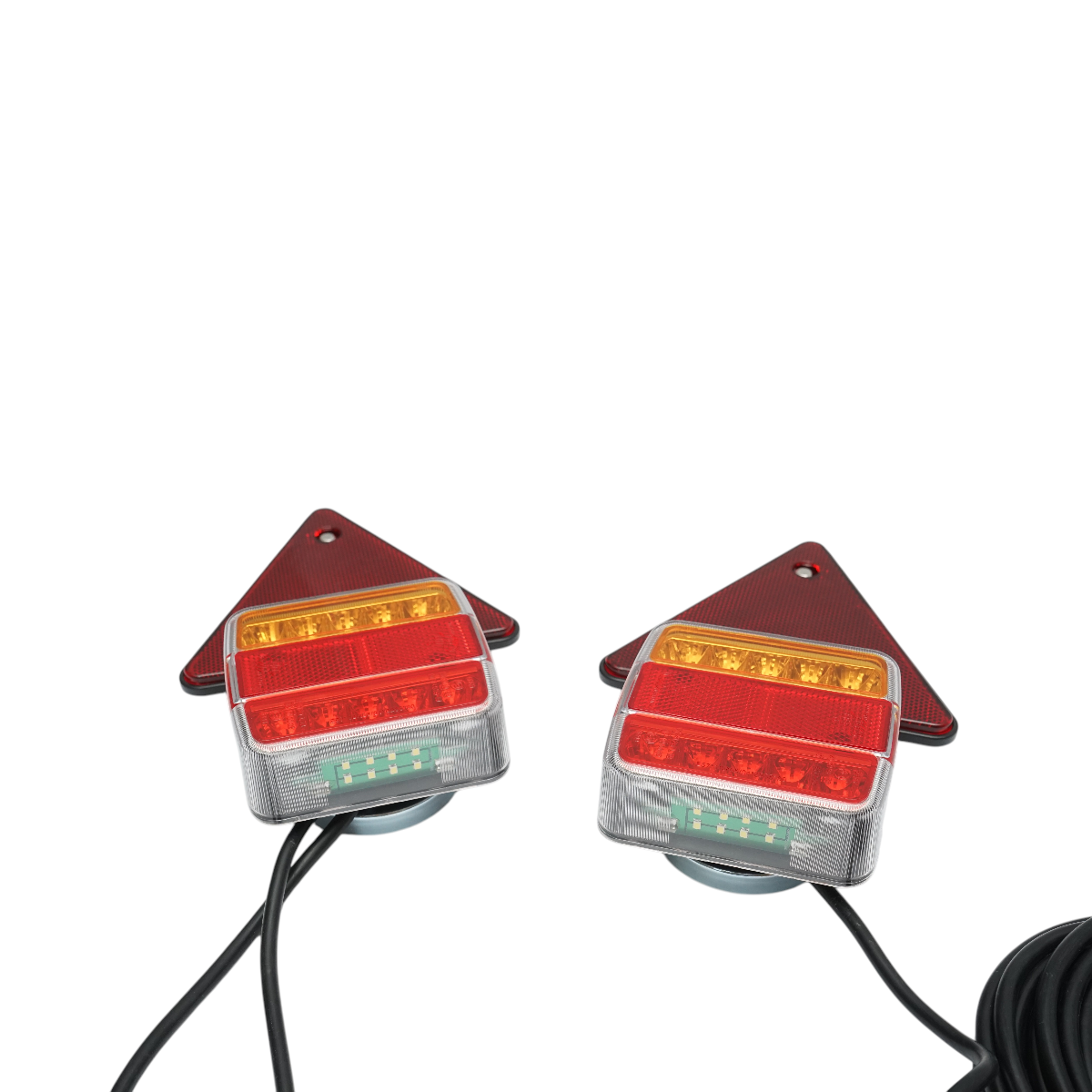 Set lampi LED magnetice cu triunghiuri reflectorizante pentru remorca, fisa 7 pini, cablu stopuri 2.5m cablu fisa 7.5m Breckner Germany - imagine 5